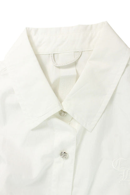 Chrome Hearts CH Embroidered Cross Ball Shirt White Size S