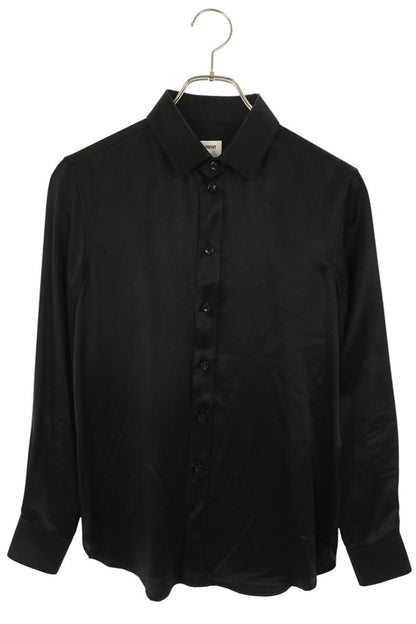 Saint Laurent Paris Silk Long Sleeve Shirt Black Size F34