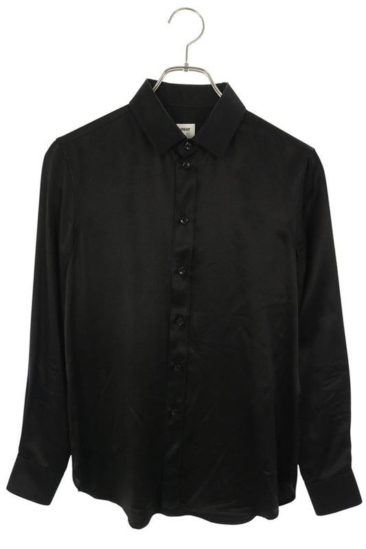Saint Laurent Paris Silk Long Sleeve Shirt Black Size F34