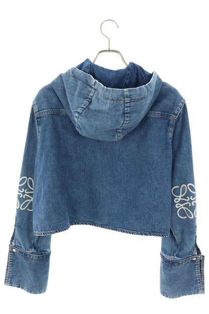 Loewe Anagram Embroidered Hooded Denim Shirt Size 34