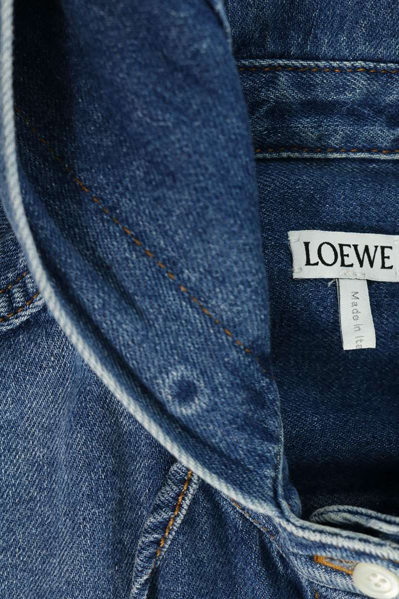 Loewe Anagram Embroidered Hooded Denim Shirt Size 34
