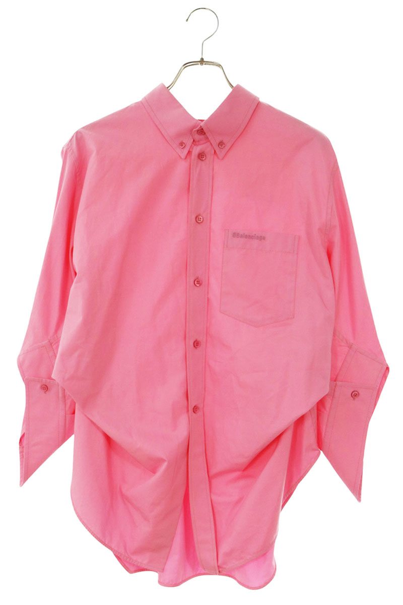 Balenciaga 22SS Pink Twist Swing Long Sleeve Shirt Size 34