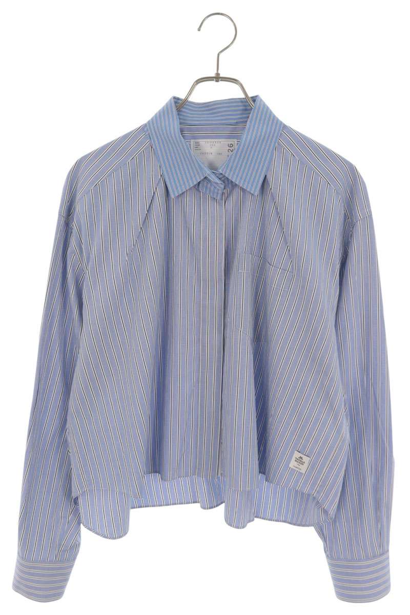 Sacai 23SS Thomas Mason Cropped Stripe Blue Shirt Size 3