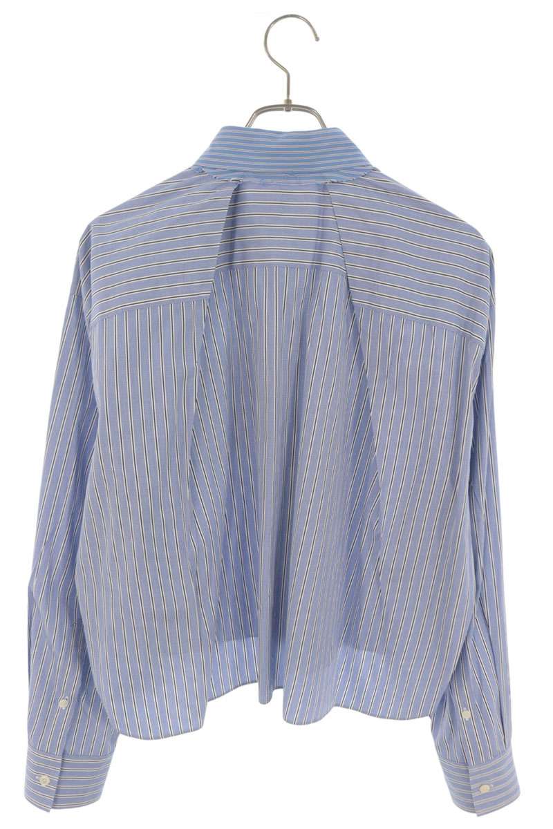 Sacai 23SS Thomas Mason Cropped Stripe Blue Shirt Size 3