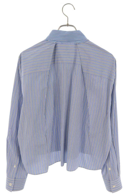 Sacai 23SS Thomas Mason Cropped Stripe Blue Shirt Size 3