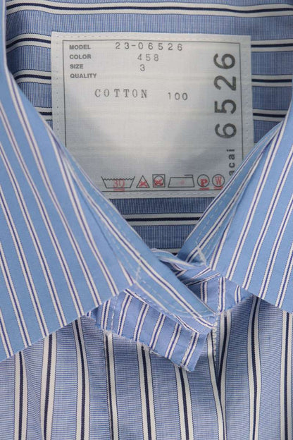 Sacai 23SS Thomas Mason Cropped Stripe Blue Shirt Size 3