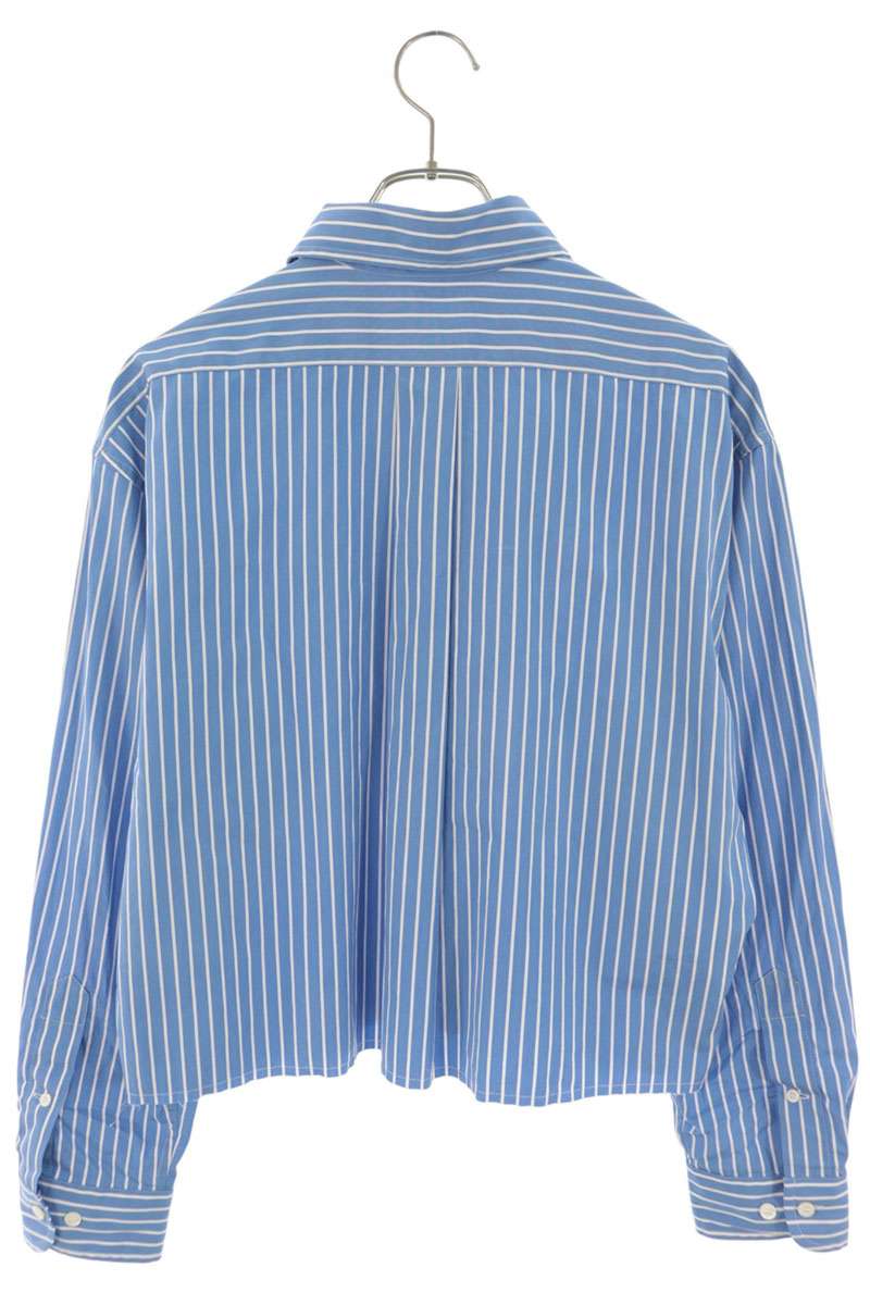 Miu Miu Striped Logo Embroidered Light Blue/White Size 36