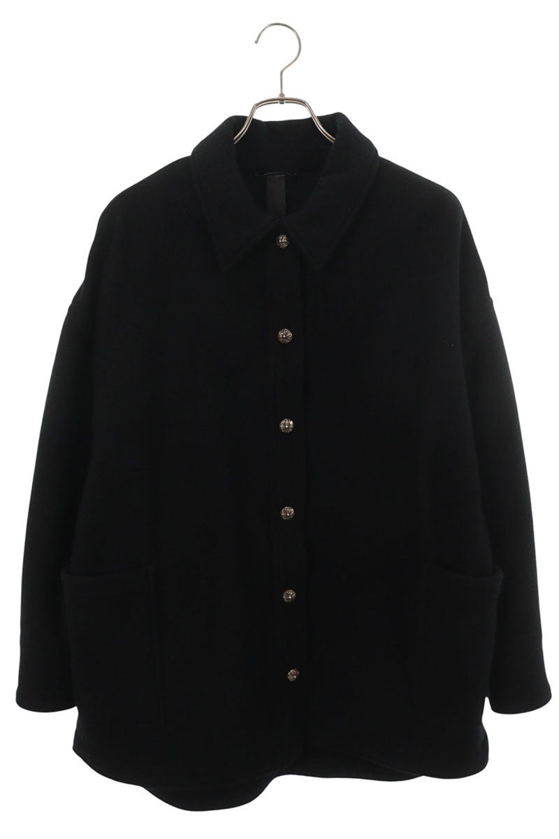 Chrome Hearts Rola Cross Ball Button Wool Shirt Black Size M