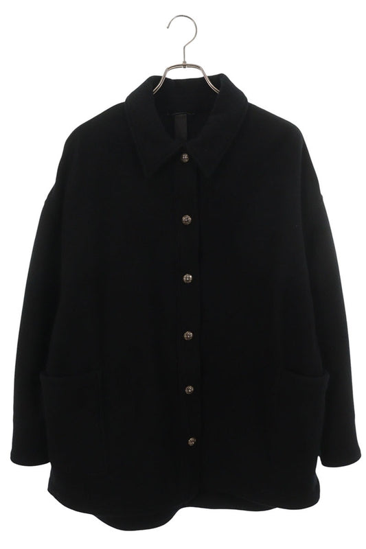 Chrome Hearts Rola Cross Ball Button Wool Shirt Black Size M