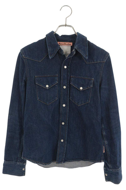Acne Studios Western Denim Long Sleeve Shirt Indigo