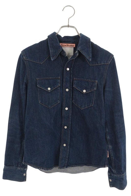Acne Studios Western Denim Long Sleeve Shirt Indigo