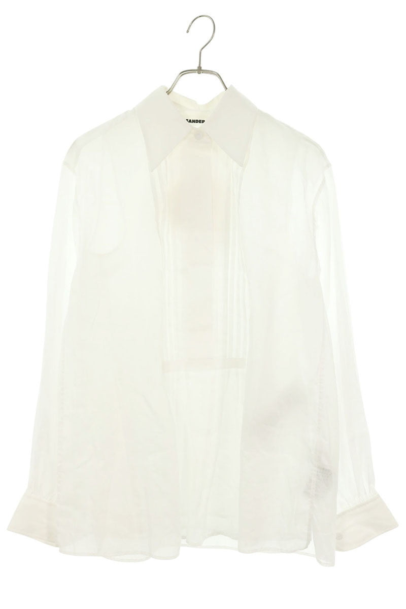 Jil Sander White Pleated Long Sleeve Shirt Size 32