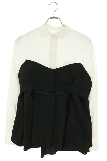 Sacai Bustier Docking Poplin Crop Top Black White Size 2