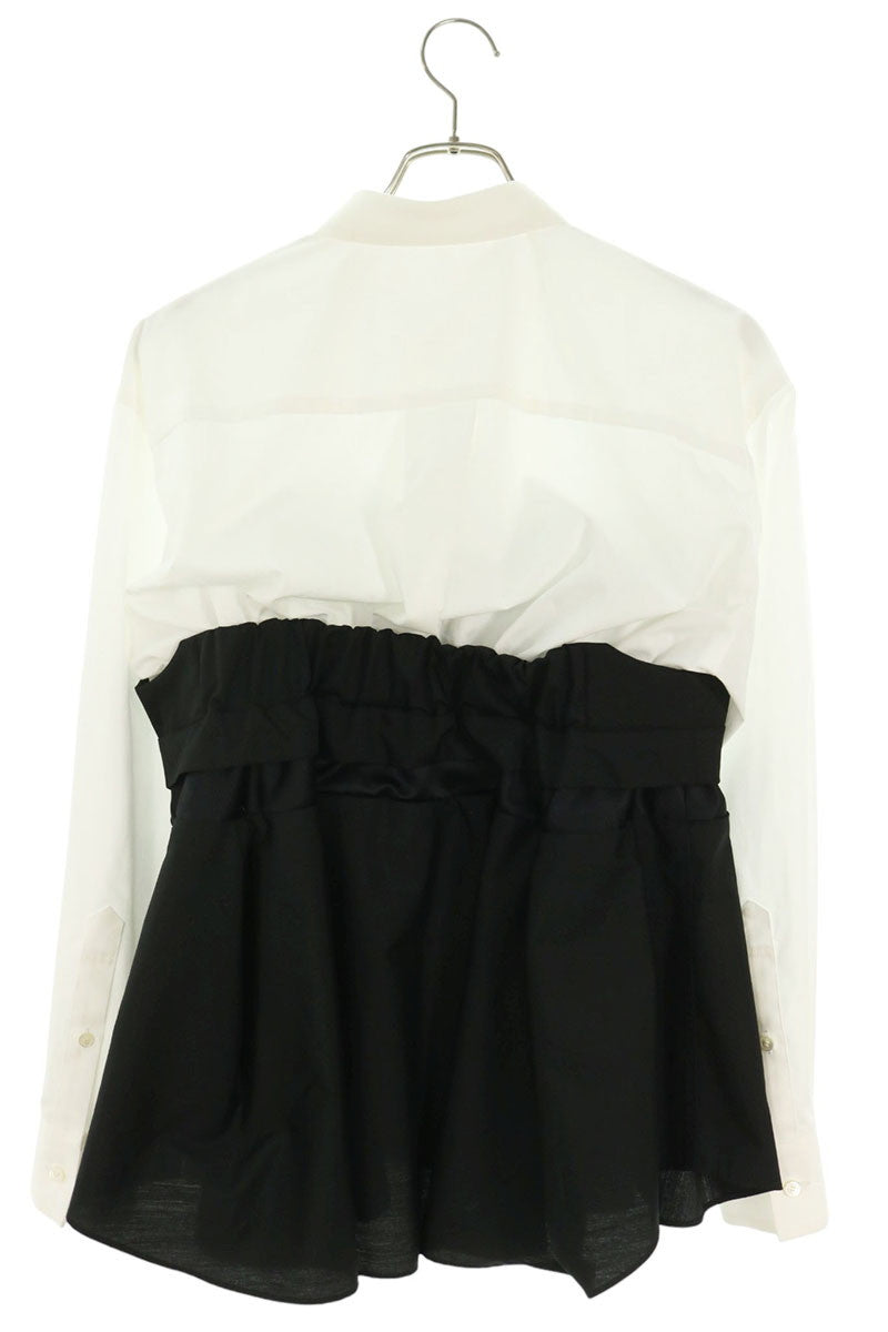 Sacai Bustier Docking Poplin Crop Top Black White Size 2