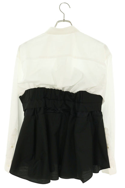 Sacai Bustier Docking Poplin Crop Top Black White Size 2
