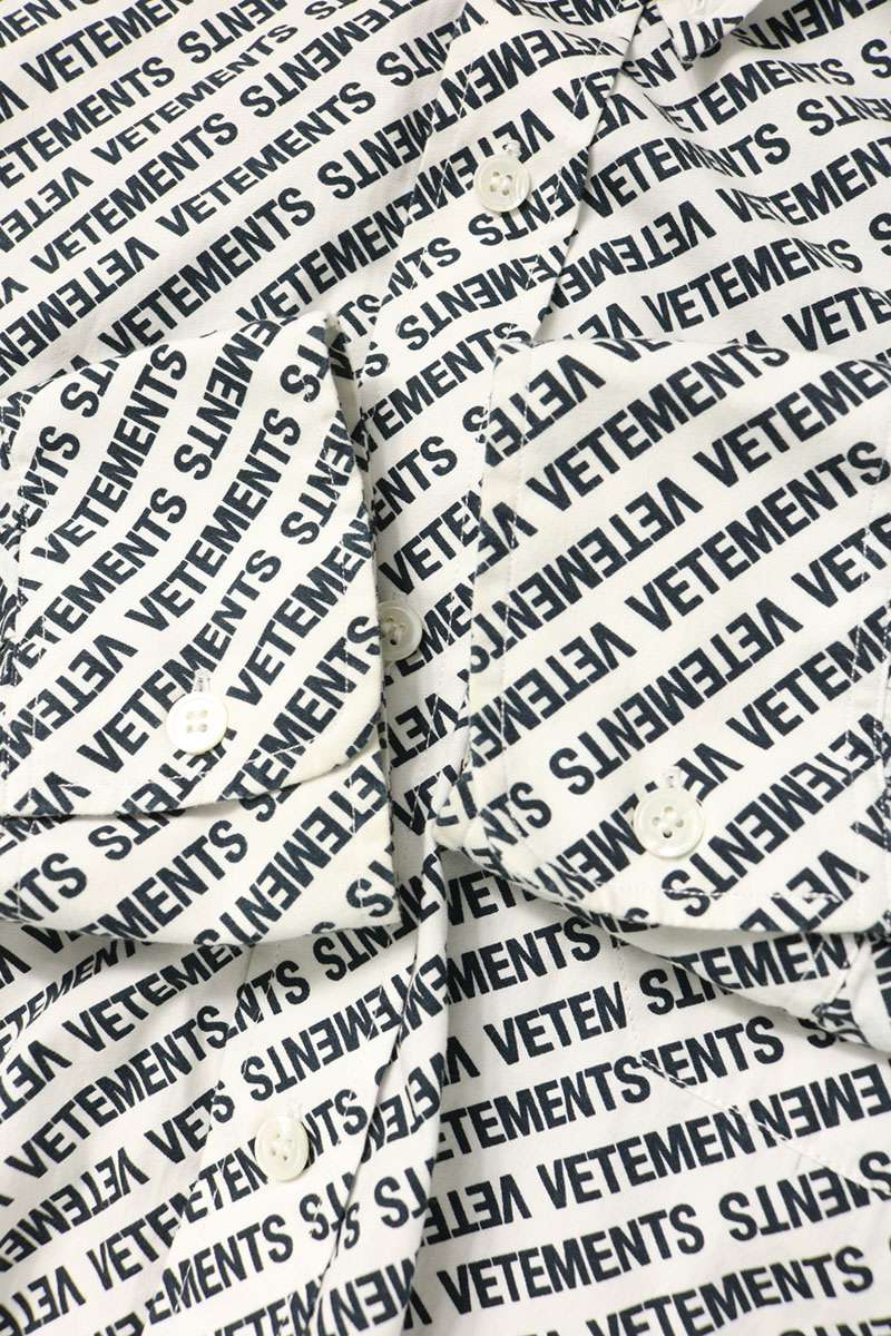 Vetements 18SS All-Over Logo Print Oversized Shirt Size S