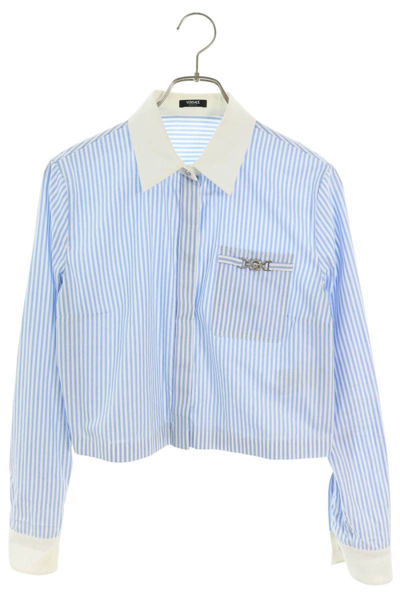 Versace Medusa Stripe Cotton Long Sleeve Shirt Multi Size 40