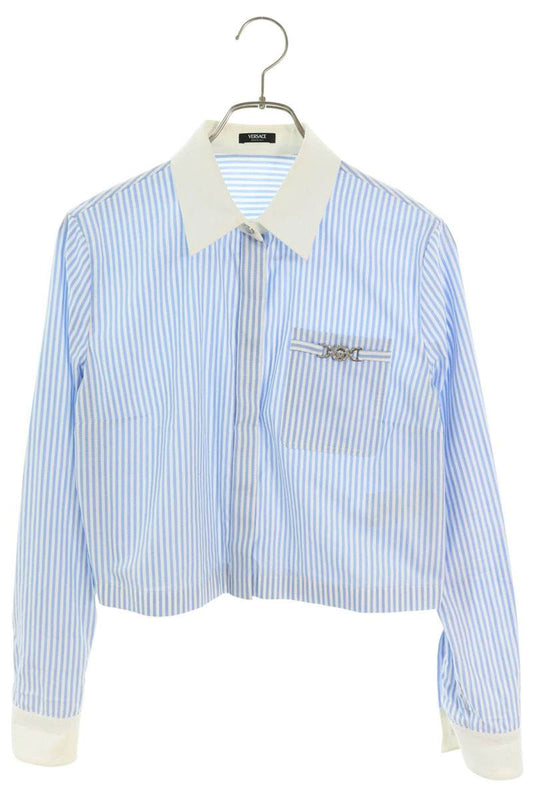 Versace Medusa Stripe Cotton Long Sleeve Shirt Multi Size 40