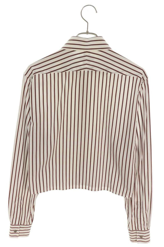 HERMES Striped Cropped Long Sleeve Shirt Size 40