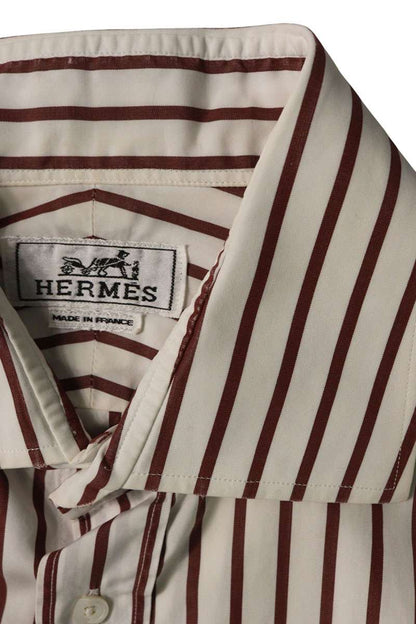HERMES Striped Cropped Long Sleeve Shirt Size 40