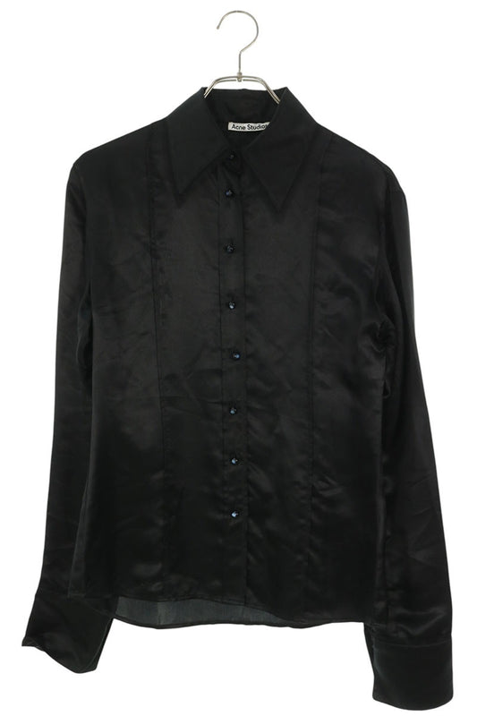 ACNE STUDIOS Rayon Silk Long Sleeve Shirt Black Size 36