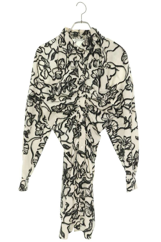 DRIES VAN NOTEN Floral Gathered Long Sleeve Shirt Size 34