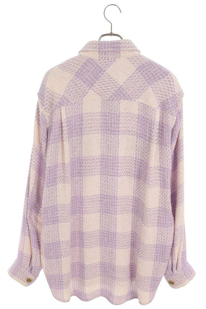 COOL TM Logo Patch Tweed Check Long Shirt Purple Size L