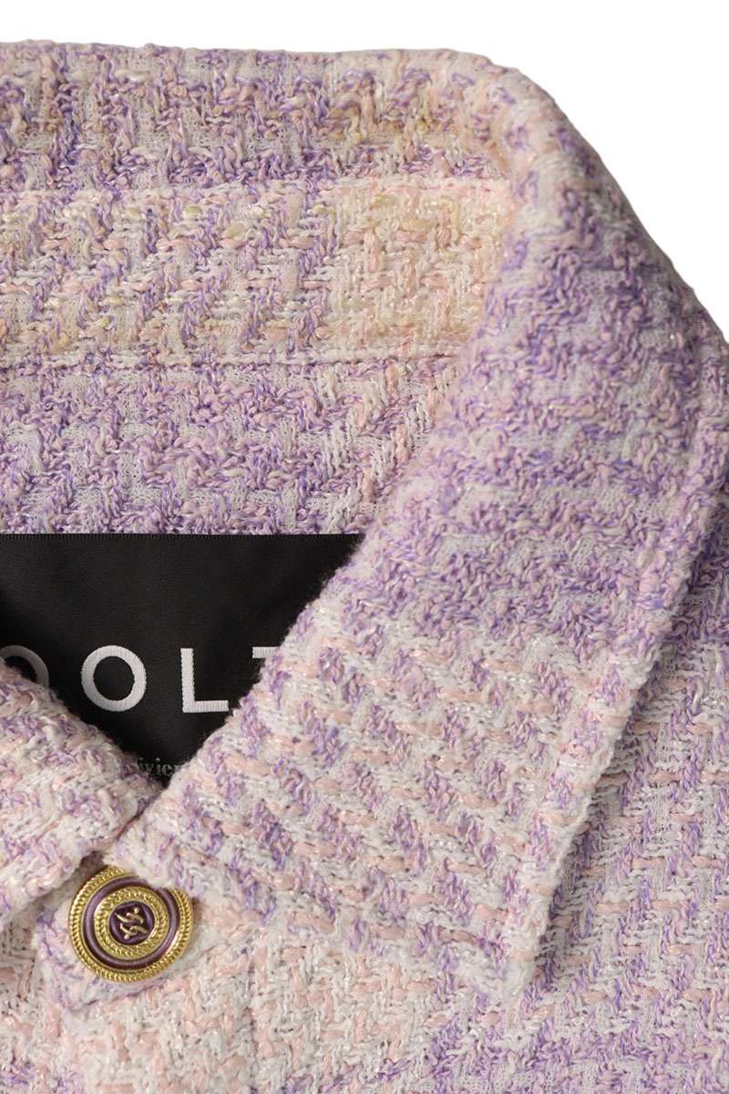COOL TM Logo Patch Tweed Check Long Shirt Purple Size L