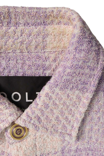 COOL TM Logo Patch Tweed Check Long Shirt Purple Size L
