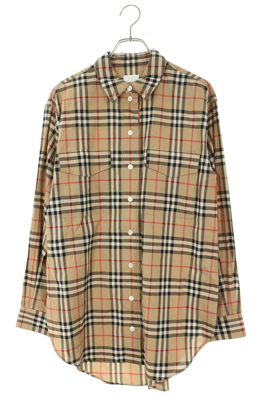 Burberry Cotton Check Long Sleeve Shirt Beige Size 38