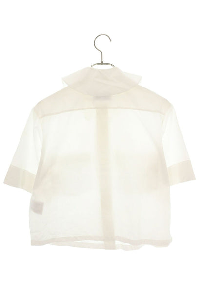 Chanel Coco Mark Button Big Collar Shirt White Size 36