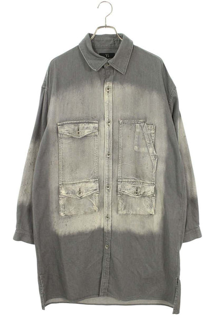 Yohji Yamamoto Spotted Denim Big Gown Blouse Gray Size 2