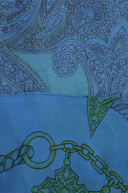 Marine Serre Patterned Silk Short Sleeve Shirt Blue Size S