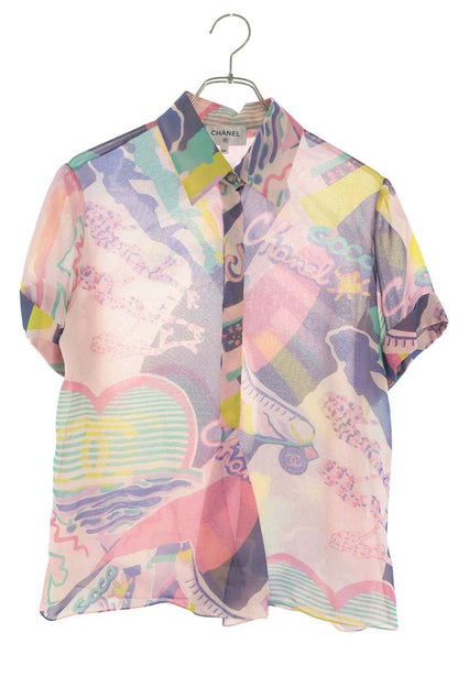 Chanel Pink Purple All-Over Pattern Sleeve Shirt Size 34