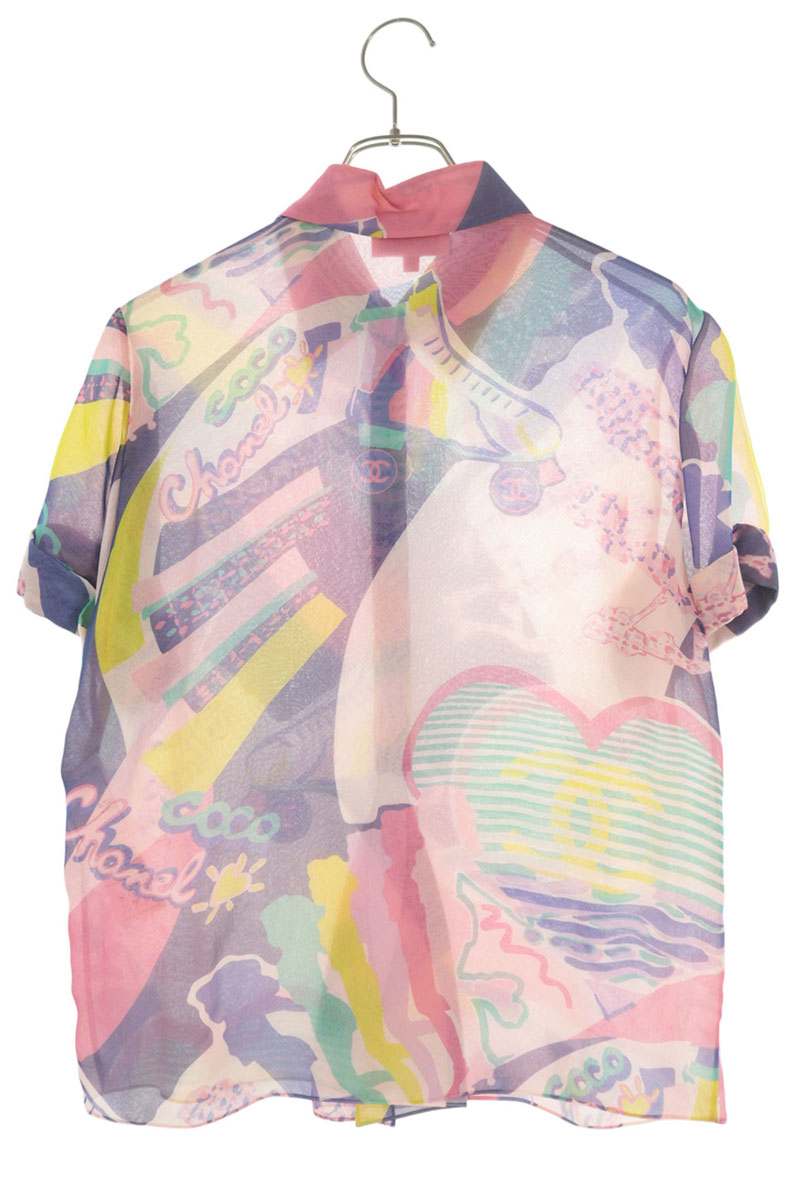 Chanel Pink Purple All-Over Pattern Sleeve Shirt Size 34