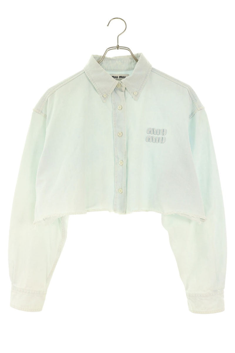 Miu Miu Light Blue Vintage Denim Sleeve Shirt Size 38