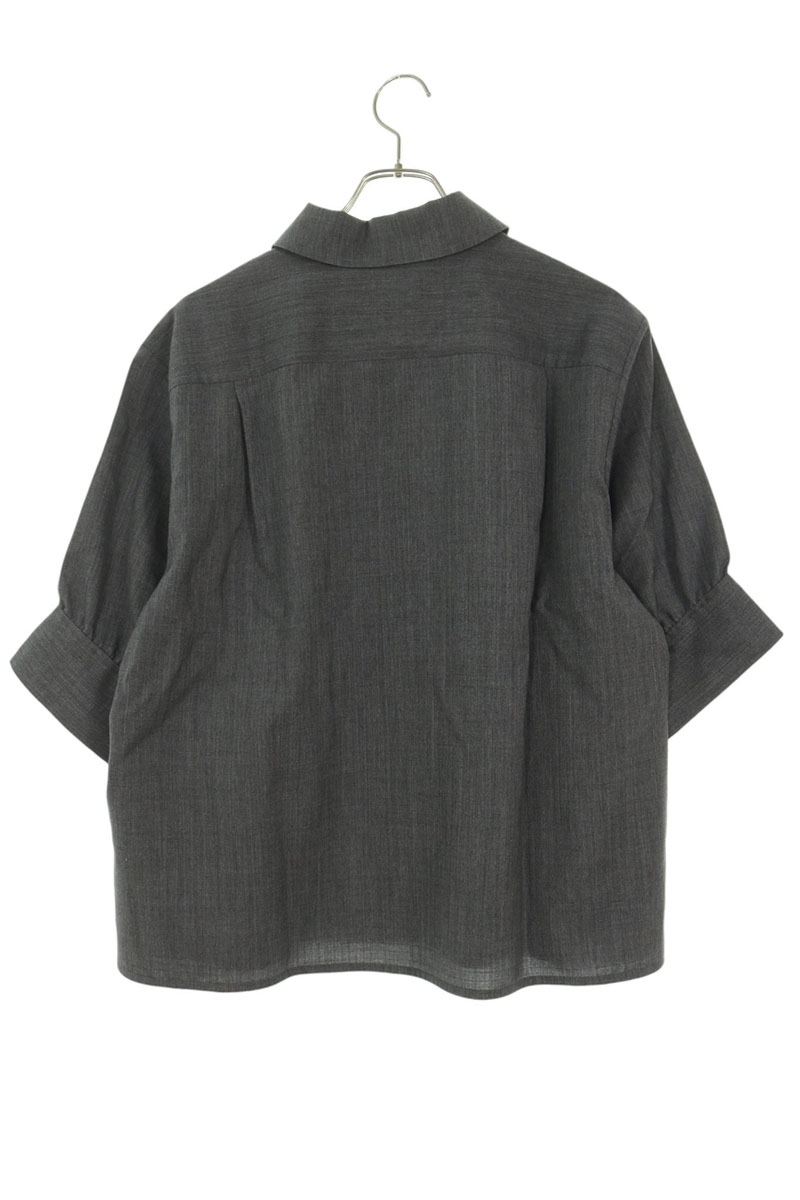 Jil Sander Gray Gathered Half-Sleeve Wool Blouse Size 34