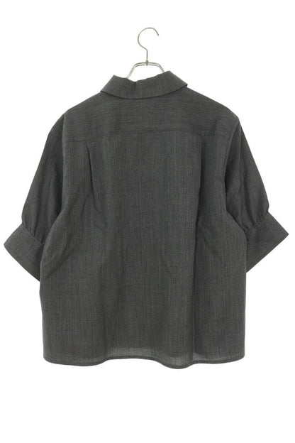 Jil Sander Gray Gathered Half-Sleeve Wool Blouse Size 34