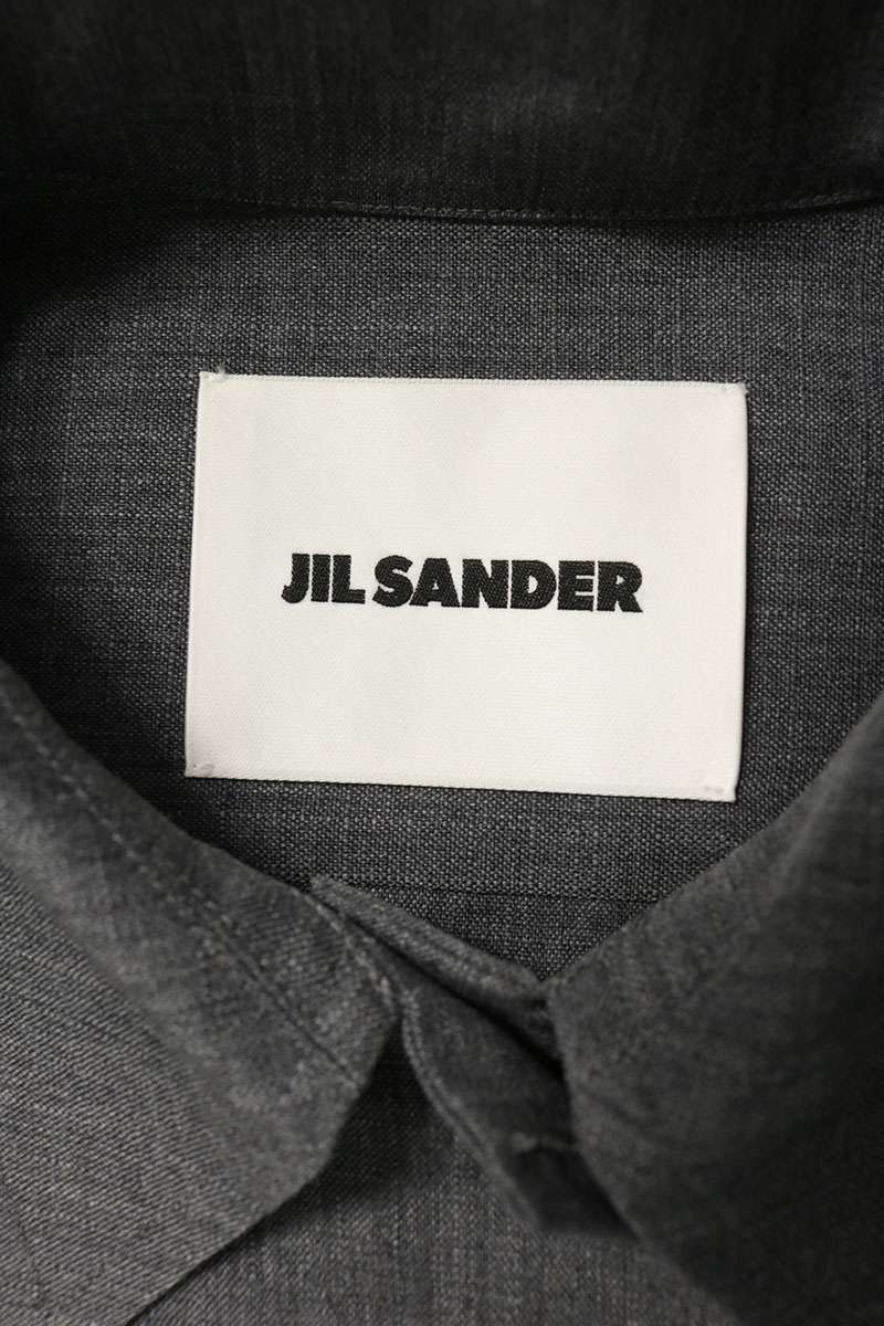 Jil Sander Gray Gathered Half-Sleeve Wool Blouse Size 34