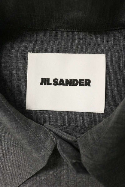 Jil Sander Gray Gathered Half-Sleeve Wool Blouse Size 34