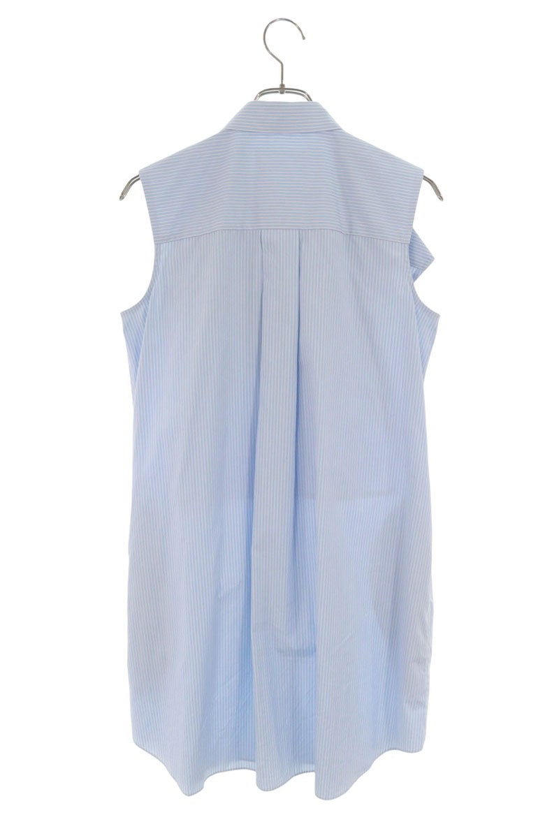 Sacai Blue Striped Cotton Sleeveless Shirt Size 2