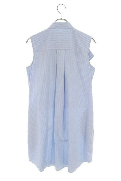 Sacai Blue Striped Cotton Sleeveless Shirt Size 2