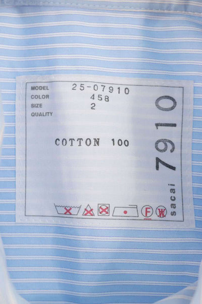 Sacai Blue Striped Cotton Sleeveless Shirt Size 2