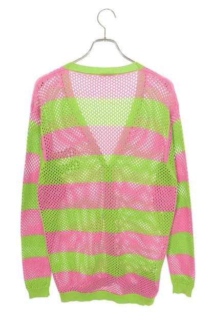 Miu Miu Logo Embroidered Border Mesh Silk Green Pink Size 38