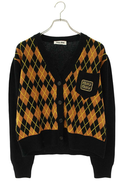 Miu Miu Argyle Wool Cropped Cardigan Size 42