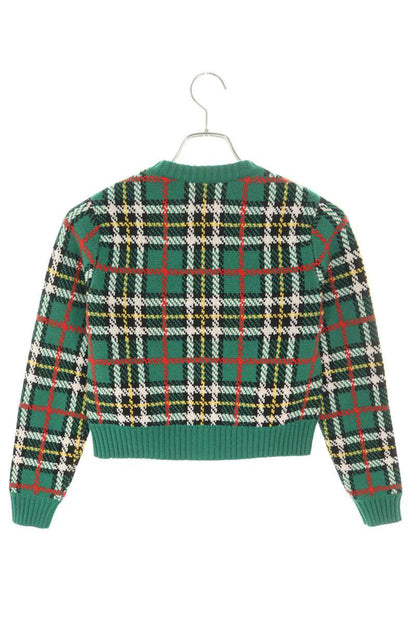 Miu Miu Green Bijou Button Tartan Check Cardigan Size 36