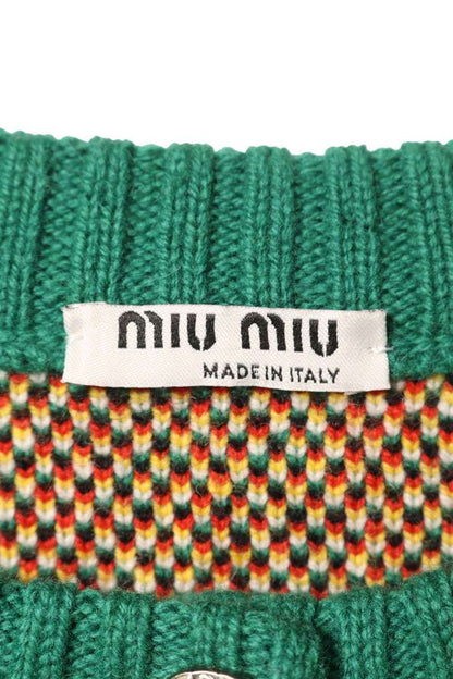Miu Miu Green Bijou Button Tartan Check Cardigan Size 36