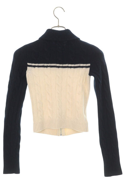 Miu Miu Navy & White Virgin Wool Zip Cardigan Size 38