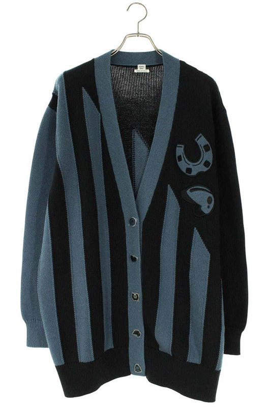Hermes Loose Fit Patch Cardigan Navy/Black Size 44