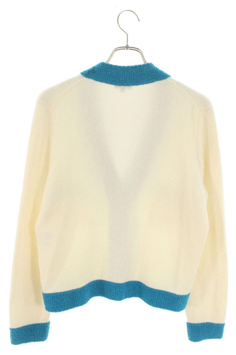 Chanel Cashmere Blend White Blue Cardigan Size 42